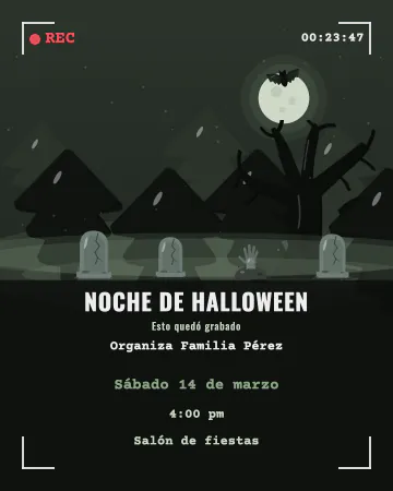 La grabación. Como video de cámara casera: REC, un bosque oscuro y lápidas.