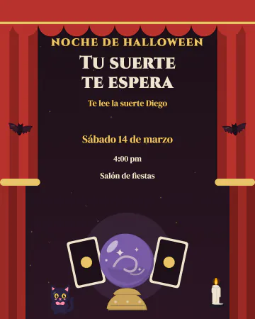 La carpa de la adivina. Cortinas a rayas, bola de cristal, cartas, murciélagos y un gatito negro: una noche de Halloween donde alguien te lee l…