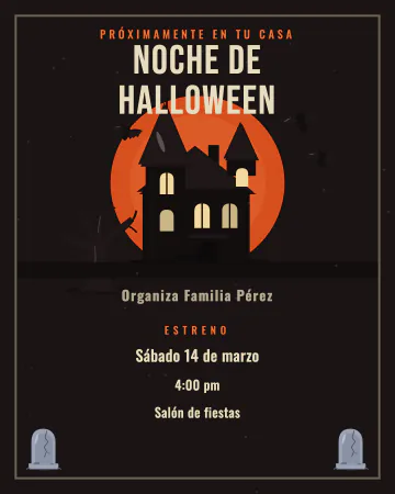 Estreno de miedo. Cartel de una película inventada, con casona y sol rojo.