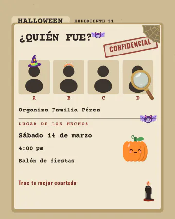 Cena de misterio. Un expediente con cuatro sospechosos: ¿quién fue?