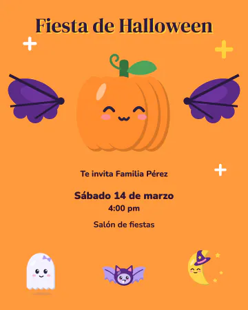 Calabaza con alas. Una calabaza enorme con alas de murciélago sobre naranja.