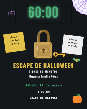 Escapa si puedes. Candado, llave y 60 minutos para salir: un cuarto de escape de Halloween en casa.
