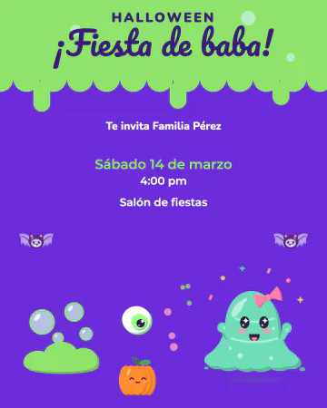 Fiesta de baba. Baba verde que escurre, una monstruita de gelatina y ojitos.