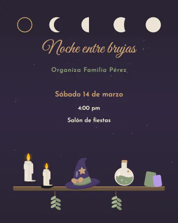 Noche entre brujas. Velas, hierbas, cristales y las fases de la luna.