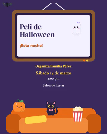 Peli en familia. Sillón, palomitas y un fantasmita saludando desde la tele.