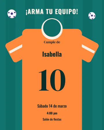Camiseta 10. El nombre y el diez en la espalda de una camiseta, como de jugador.