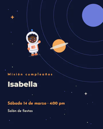 Astronauta en órbita. Una astronauta y un planeta naranja en azul profundo.