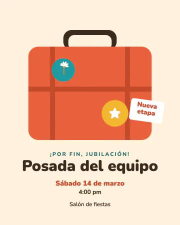 Maleta para la nueva etapa. Una maleta de viaje con estampas y la frase "Nueva etapa".