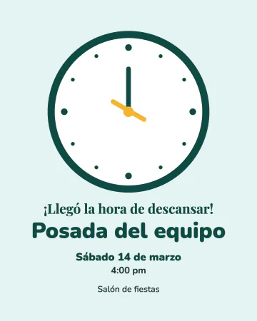 Hora de descansar. Un reloj que marca la hora de descansar.