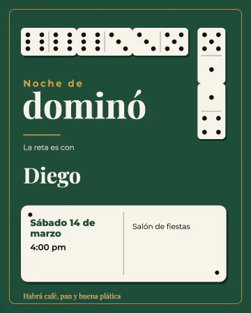 Noche de dominó. Fichas de dominó sobre tapete verde para la reta de la tarde.