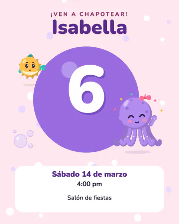 Burbujas de tinta. La edad gigante en una burbuja morada con una pulpita tierna.