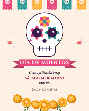 Calaverita de azúcar. Una calaverita de azúcar grande con flores y corazones.