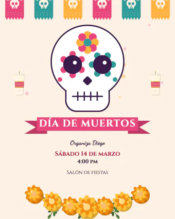 Calaverita de azúcar. Una calaverita de azúcar grande con flores y corazones de colores.