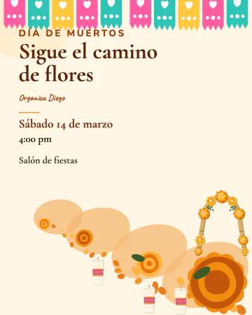 Camino de cempasúchil. Un caminito de pétalos de cempasúchil que guía hasta tu casa.