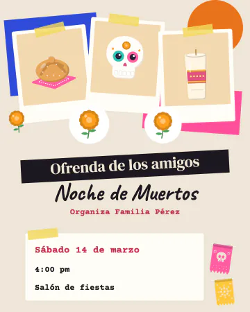 Collage de recuerdos. Fotos, flores y cinta pegadas como en un cuaderno.