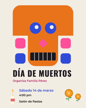 Calavera de figuras. Una calavera hecha de círculos y cuadros.