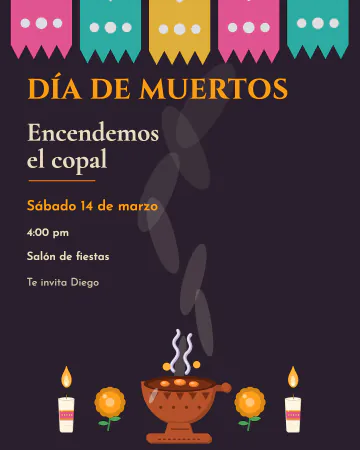 Humo de copal. Un sahumador de barro abajo; su humo sube en curvas y abraza el texto.
