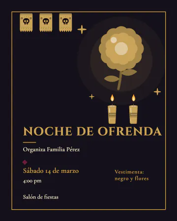 Cempasúchil de oro. Negro con una sola flor dorada.