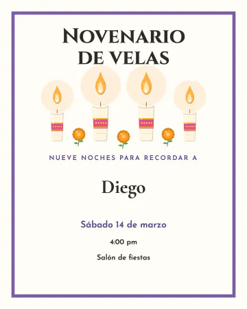 Novenario de velas. Nueve noches de velas y flores para acompañar a quien se nos adelantó.