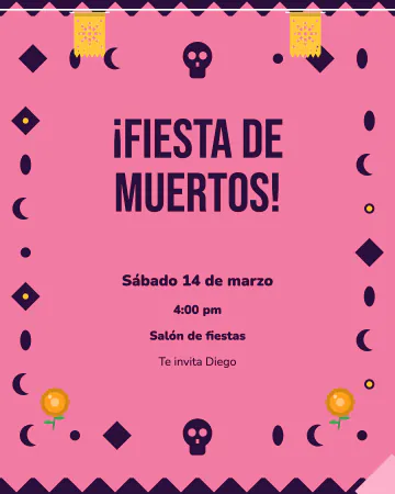 Un pliego de papel picado. Toda la invitación es un solo pliego de papel picado gigante.