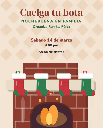 Cuelga tu bota. La chimenea encendida con cuatro botas colgadas.