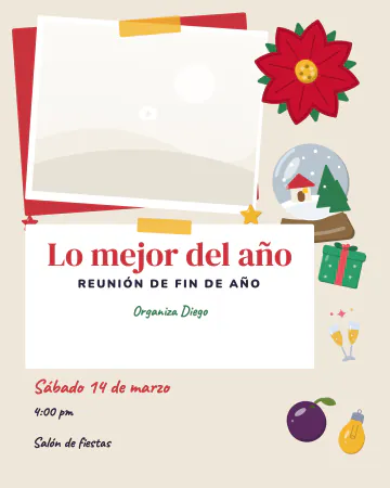 Lo mejor del año. Una foto pegada con cinta, recortes de colores, etiqueta con tu nombre y datos escritos a mano.