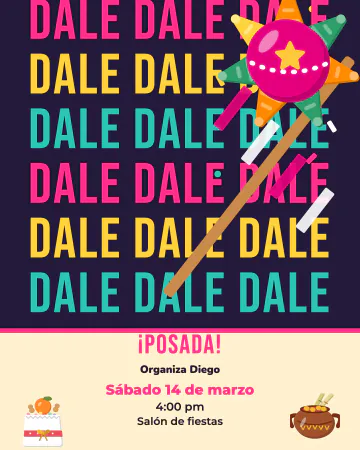 Dale, dale. La palabra "dale" repetida seis veces, como cuando se canta ante la piñata, con la piñata de siete picos, el palo que l…