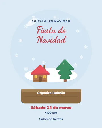 Agítala. Una esfera de nieve enorme con un pino y una cabañita, y el nombre adentro.