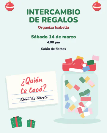 ¿Quién te tocó?. Un frasco lleno de papelitos de colores y uno desdoblado que dice «¿Quién te tocó?».