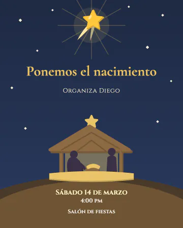 Ponemos el nacimiento. Un establo sencillo bajo la estrella de Belén, en siluetas serenas y colores de noche.