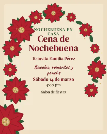 Orla de cuetlaxóchitl. Un arco folk de nochebuenas de cuatro tamaños sobre papel crema.