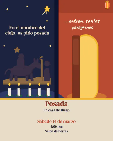 Pedimos posada. Afuera piden posada y adentro abren la puerta, con una línea de la letanía de cada lado.