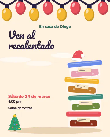 Ven al recalentado. Una torre chueca de recipientes con tapas de colores y etiquetas de cinta.