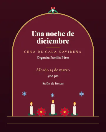 Ventana con velas. Una ventana color vino con velas y nochebuenas.