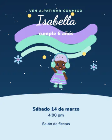 Patinaje en la aurora. Una patinadora gira sobre el hielo bajo una aurora de colores.