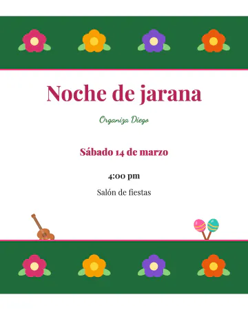 Noche de jarana. Blanca con flores bordadas como un hipil.