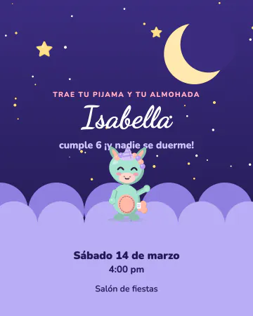 Pijamada de estrellas. Luna, estrellas y nubes para una pijamada con peluche.