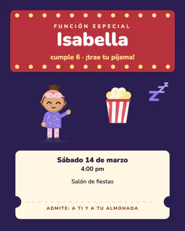 Noche de pelis. Marquesina de cine con focos, palomitas y un boleto.