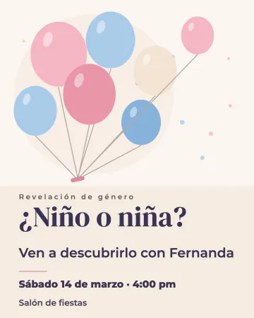 Globos de la sorpresa. Un racimo de globos rosas y azules.