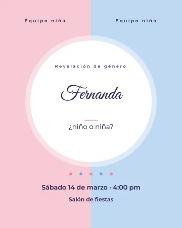 Mitad rosa, mitad azul. La mitad rosa y la mitad azul, con un círculo blanco al centro.
