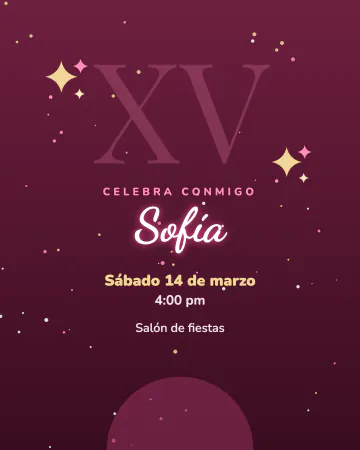 Brillos. Un XV gigante translúcido y brillos sobre vino.