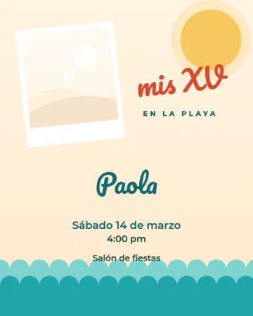Mis XV en la playa. Arena, olas y tu foto como recuerdo de vacaciones.