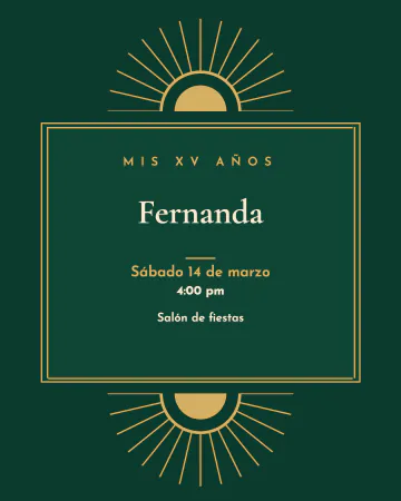 Esmeralda déco. Verde esmeralda con abanicos dorados de los años veinte.