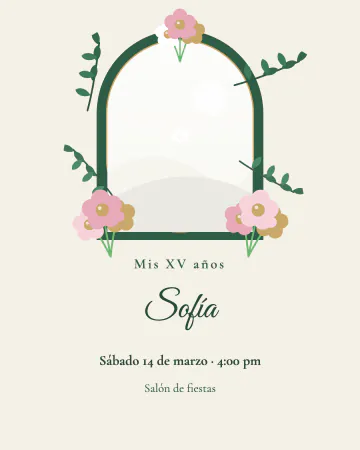Jardín secreto. Tu foto en un arco de hojas y flores, como la entrada a un jardín.
