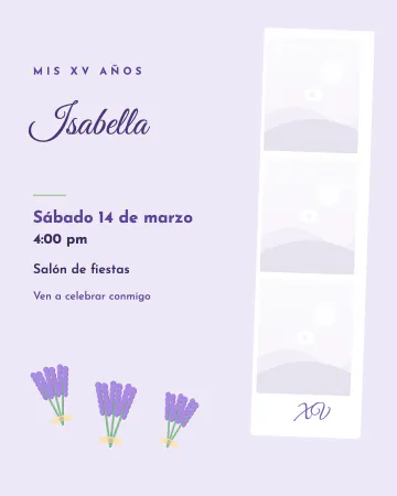 Ramitos de lavanda. Tres fotos tuyas en tira y ramitos de lavanda.