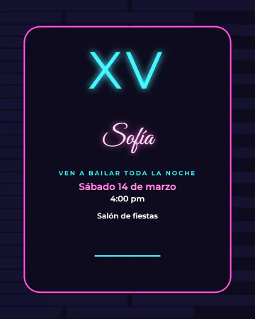 Letrero de neón. Tu nombre brillando como letrero de neón rosa y azul.