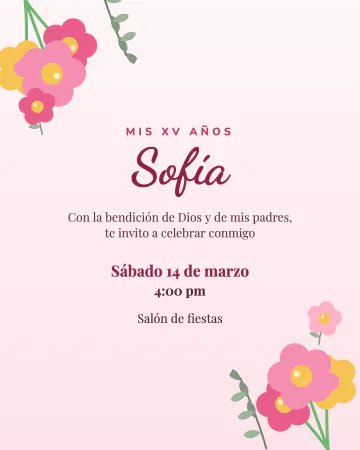 Rosas. Ramos de rosas en las esquinas y letras clásicas sobre rosa claro.